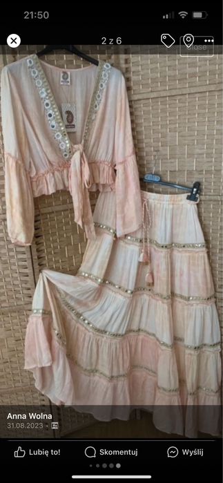 Komplet bohoo spodnica plus top