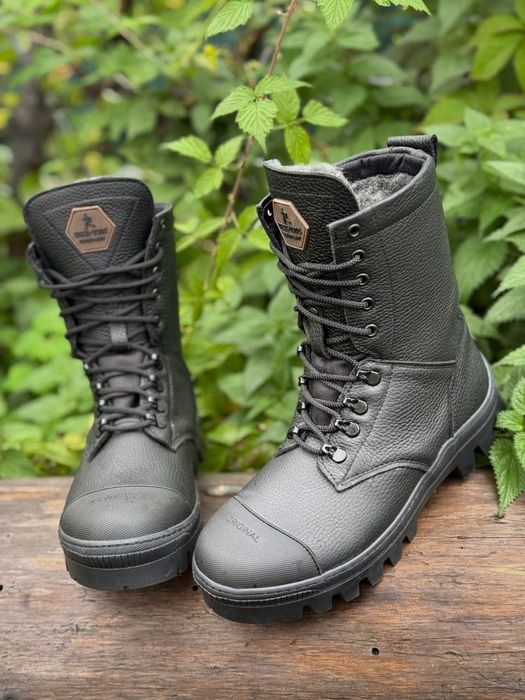 Берці зимові чоловічі шкіряні на хутрі Кіборг 40-46р чорні койот зима