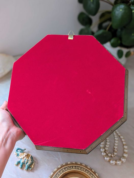 Ośmiokątna taca mozaikowa z inkrustacją z masy perłowej