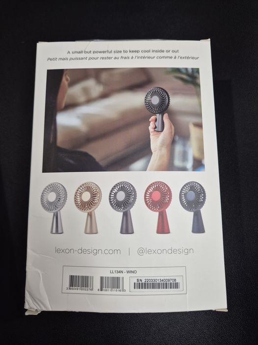 Designerski mini wentylator LEXON WINO | Ładowanie bezprzewodowe | USB