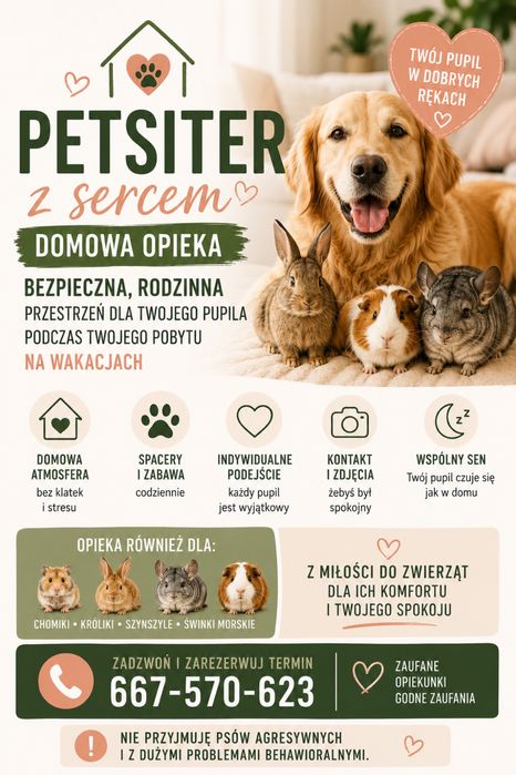 Hotel dla psa, królika, wakacje zwierzaka w rodzinnej atmosferze