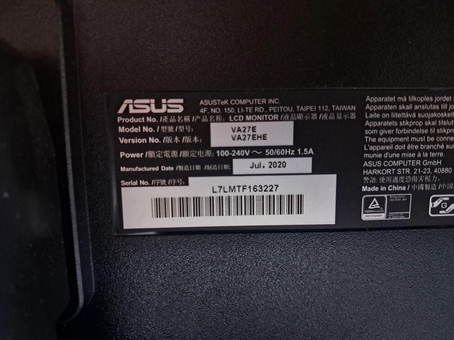 Монитор Asus 27 дюймов, 75 Гц