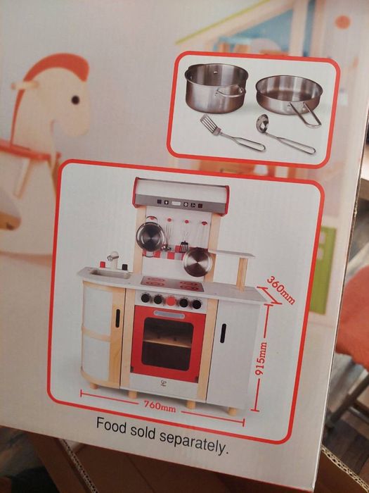 Деревʼяна велика дитяча кухня,біла,іграшкова кухня для дитини велика
