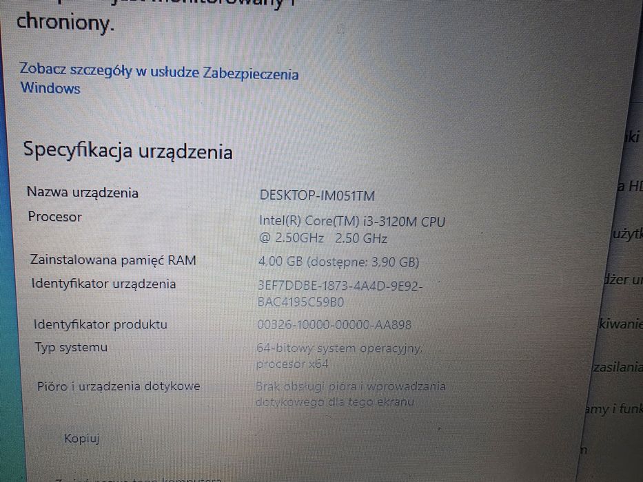 Laptop toshiba r930, core i3 dysk ssd, diagnostyka