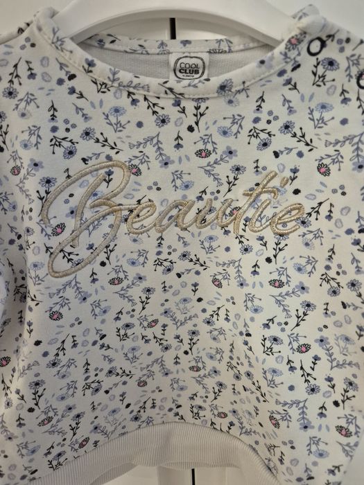 Bluza biała w kwiatki COOL CLUB r. 80