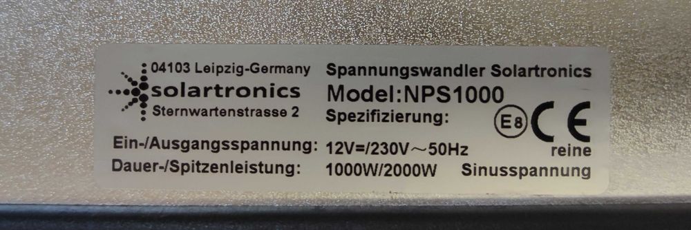 Інвертор/перетворювач напруги SOLARTRONICS UPS 12V 1000/2000 PURE SINE