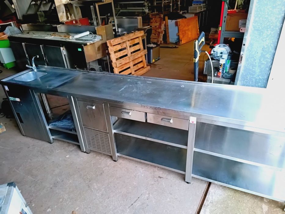 Bancada inox com pio 345 cm