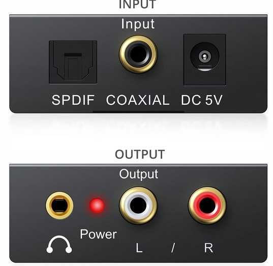 Optyczny Adapter Konwerter Coaxial  SPDIF Toslink RCA 2 x CINCH