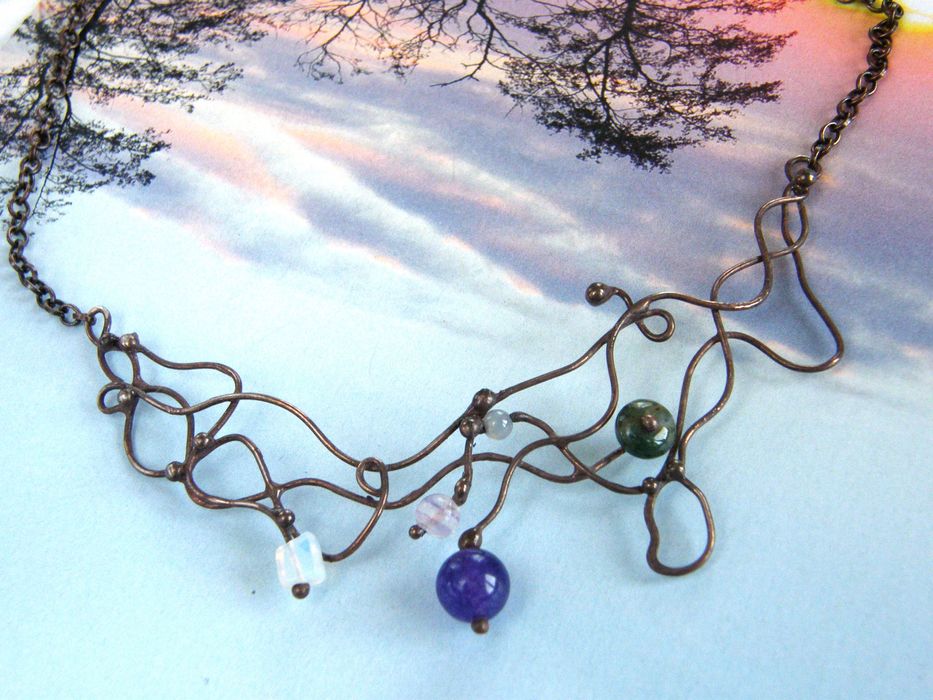 Handmade prezent Kolia: elficki naszyjnik opalit