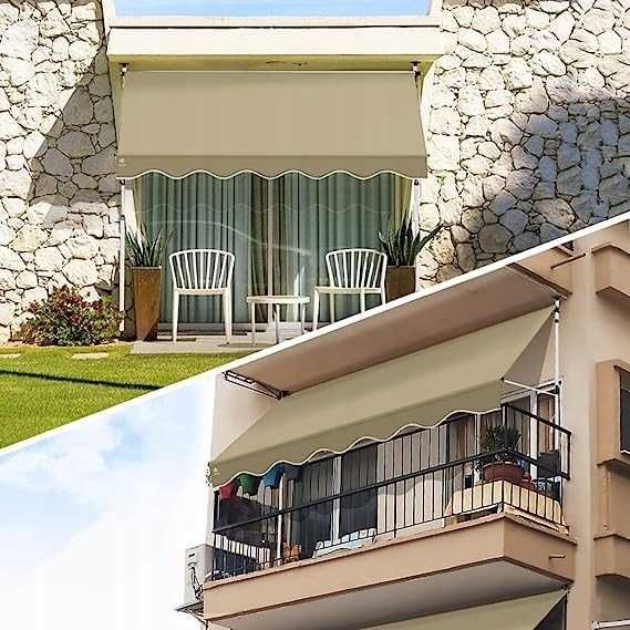 VOUNOT Markiza balkonowa Clamp z korbą ręczną szer. 200 cm #5770