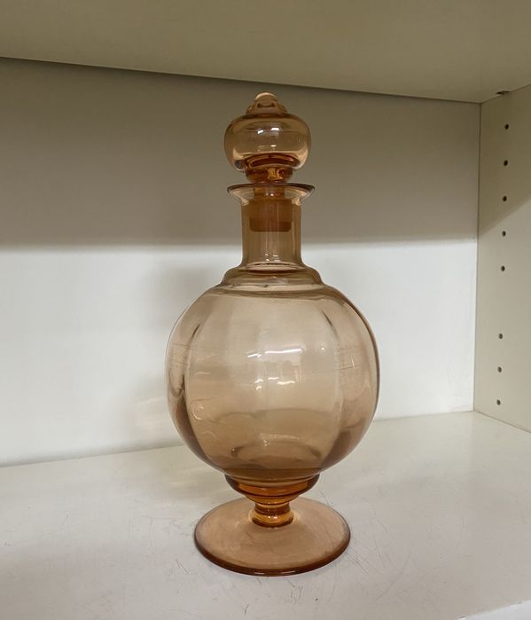 Rozalinowa karafka art deco huta Hortensja