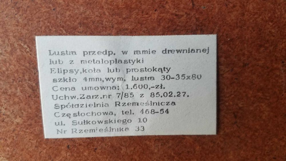 Lustro stare eliptyczne Vintage 80cm 1985 rok PRL lustro owalne elipsa