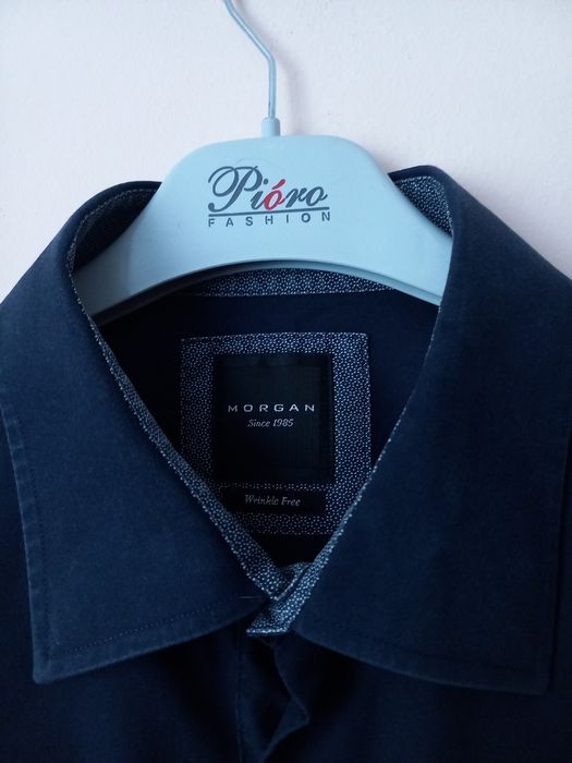 Elegancka granatowa koszula męska | r. 3XL (45/46) | 100% bawełna