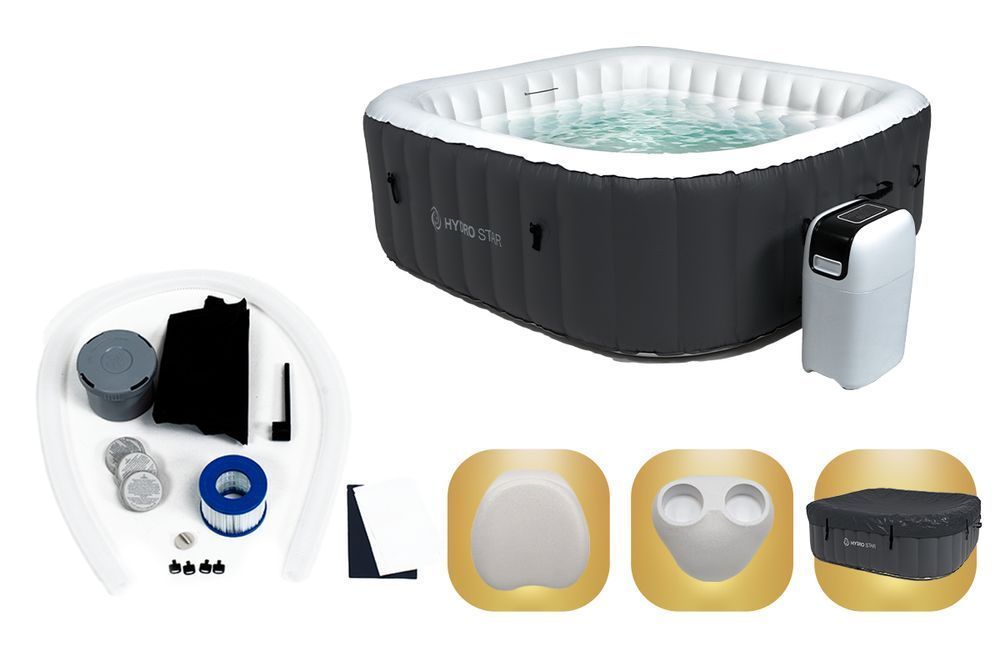 HYDRO STAR spa ogrodowe jacuzzi basen MALAGA SZARY kwadratowy