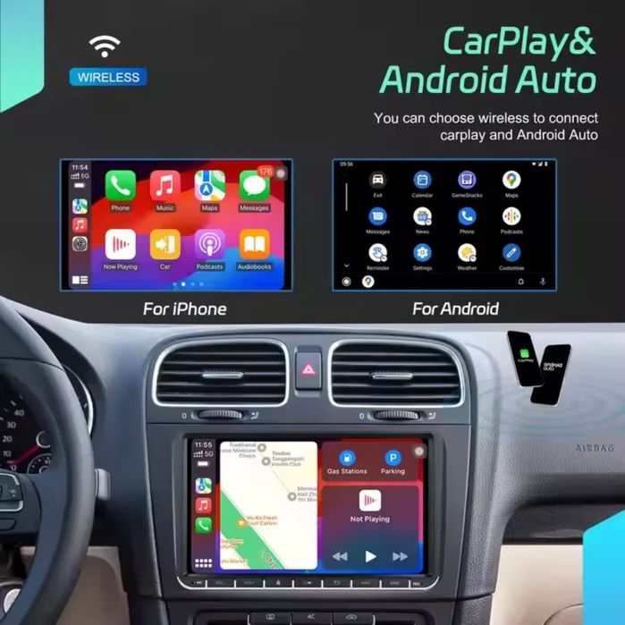 Rádio 9" Android 15 | 6/128GB CarPlay/Auto S/Fios, GPS, VW/SEAT/SKODA