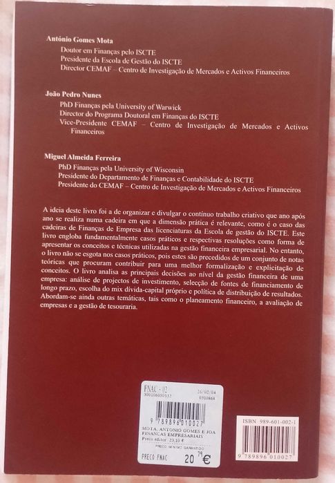 Finanças empresariais - Teoria e Prática, António Gomes Mota et alii