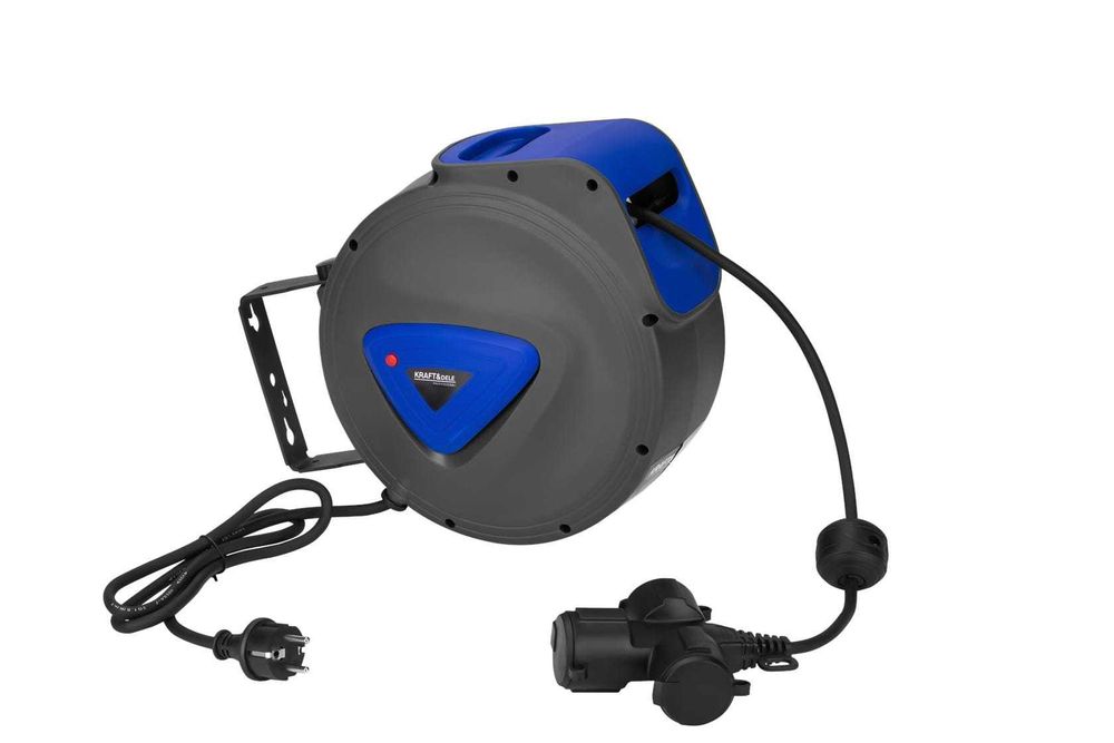 Przedłużacz bębnowy ze zwijaczem 3x1,5mm 20m ścienny