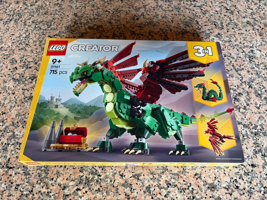 LEGO Creator 31161 Dragão Medieval 3em1 — caixa e instruções