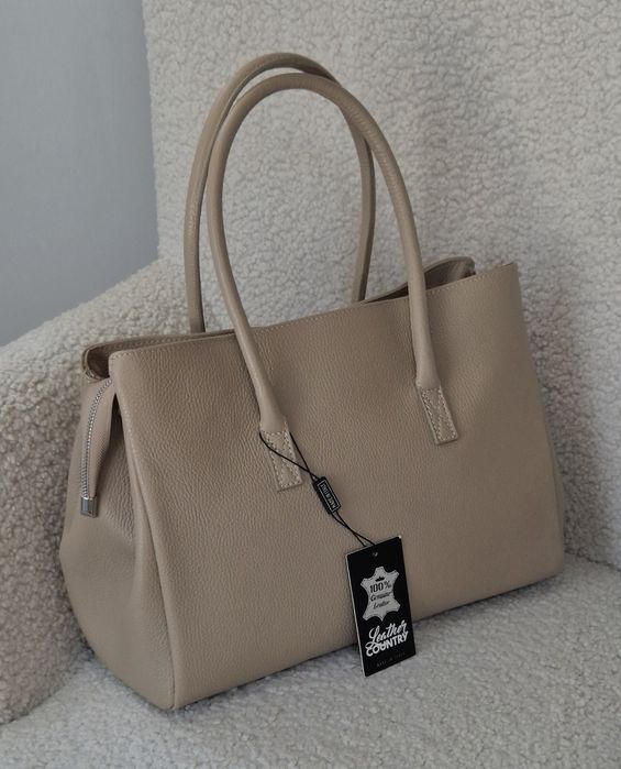 Італійська велика шкіряна сумка саквояж Leather Country. Большая кожаная сумка Италия