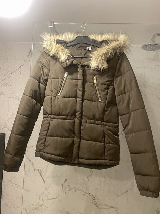 Nowa kurtka ocieplana H&M futerko khaki S