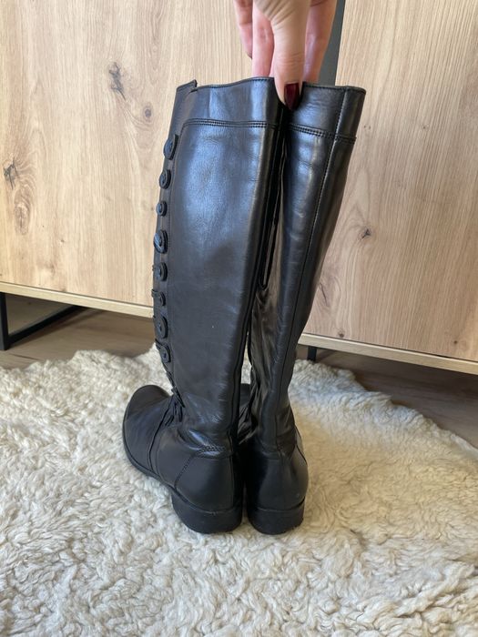 Brązowe czarne botki wysokie wysoka cholewka Gabor kozaki ciemne 38,5