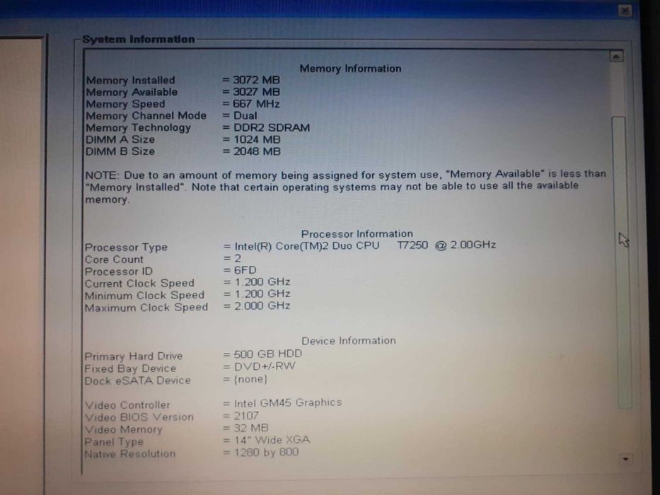 Laptop Dell LATITUDE E5400