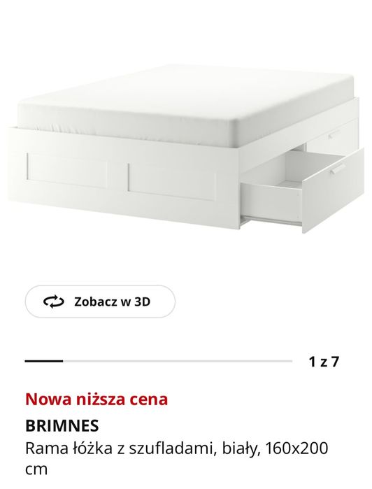 Rama łóżka IKEA brimnes 140/200 biały