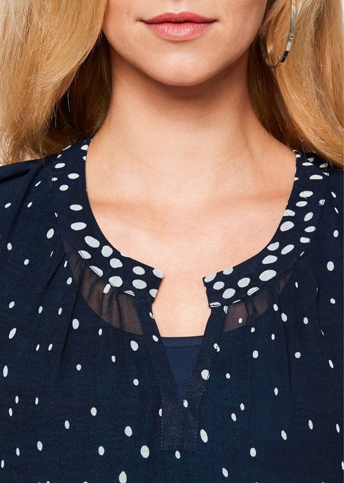 B.P.C szyfonowa tunika prześwitująca granatowa w białe grochy r.48