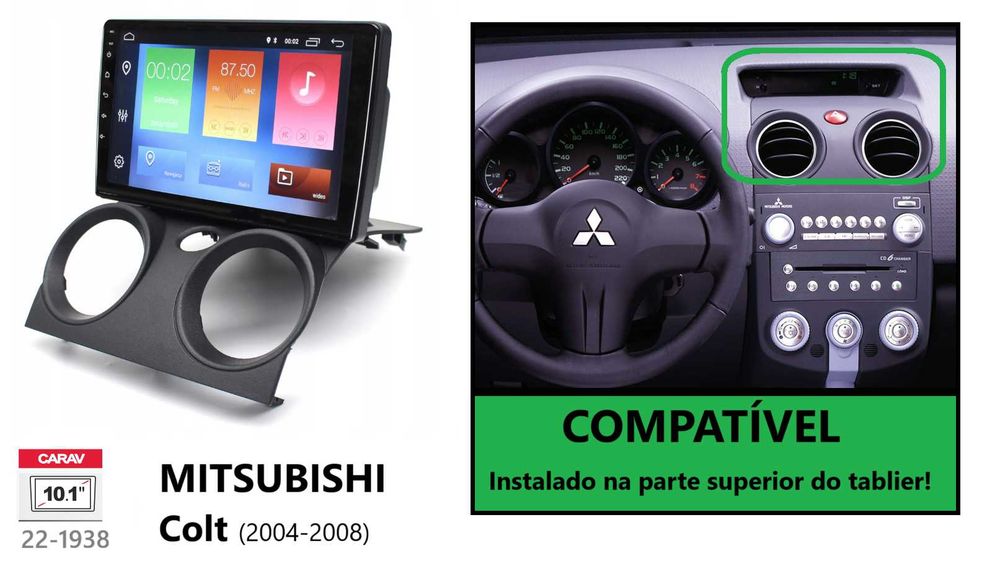 (NOVO) Rádio 2DIN • Mitsubishi COLT (2004 a 2012) • Android Z30 4+64GB
