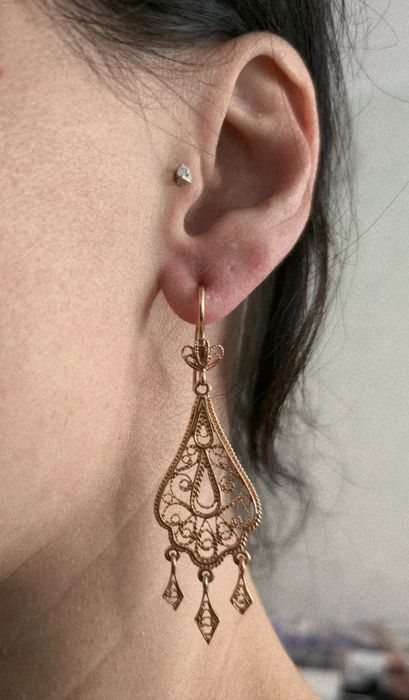 Сережки вишукані філігранні підвіски золото 583