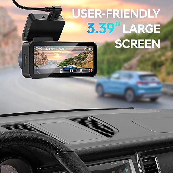 Wideorejestrator Kamera Samochodowa Przodu I Z Tyłu 2,5K Qhd 3,39" Ips