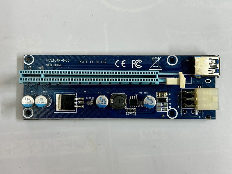 Райзер (Riser) Card PCI Express ver 006C PCI-E 1X to 16X 6+2 Pin 12v