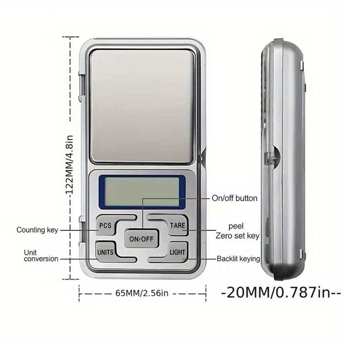 Високоточні міні-кишенькові ваги до 500г/0,01 г, точні цифрові