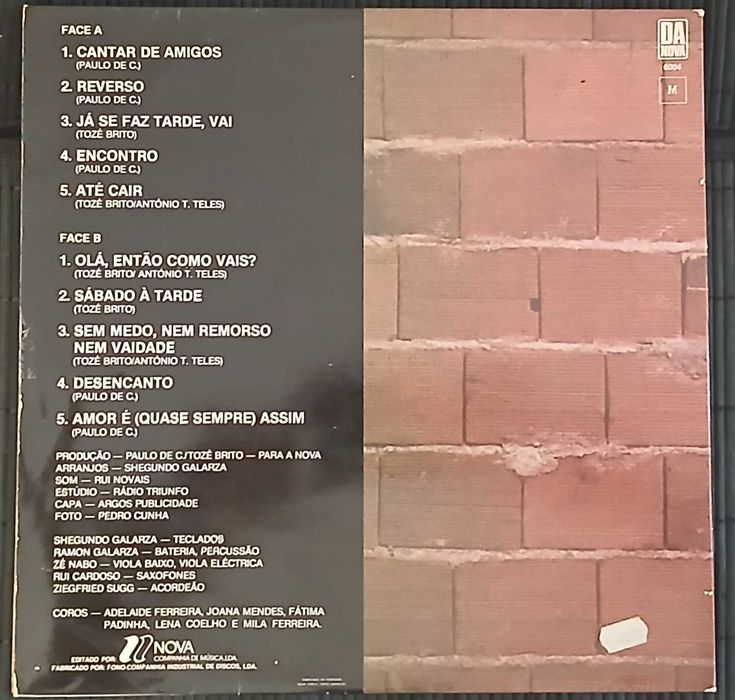 Paulo De Carvalho & Tozé Brito - Cantar De Amigos (Vinil / LP)