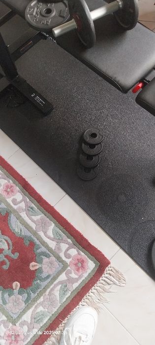 Vendo bancada com pesos barra e tapete