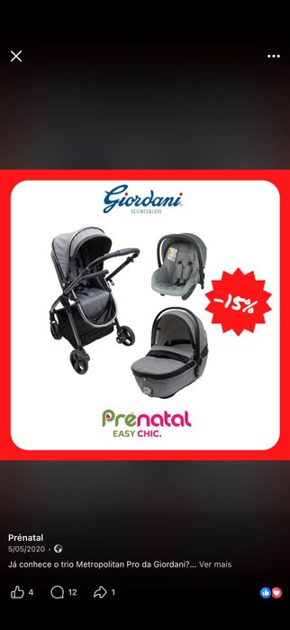 Carrinho bebe com alcofa e ovo