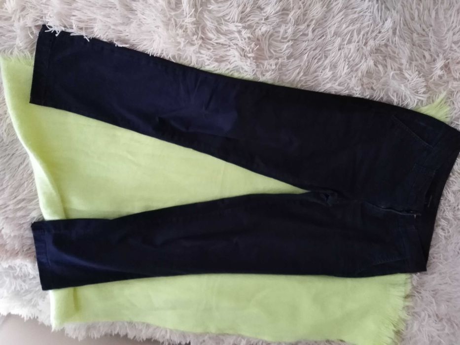 Spodnie, chinosy, tommy hilfiger, bawelna, logo, granat
