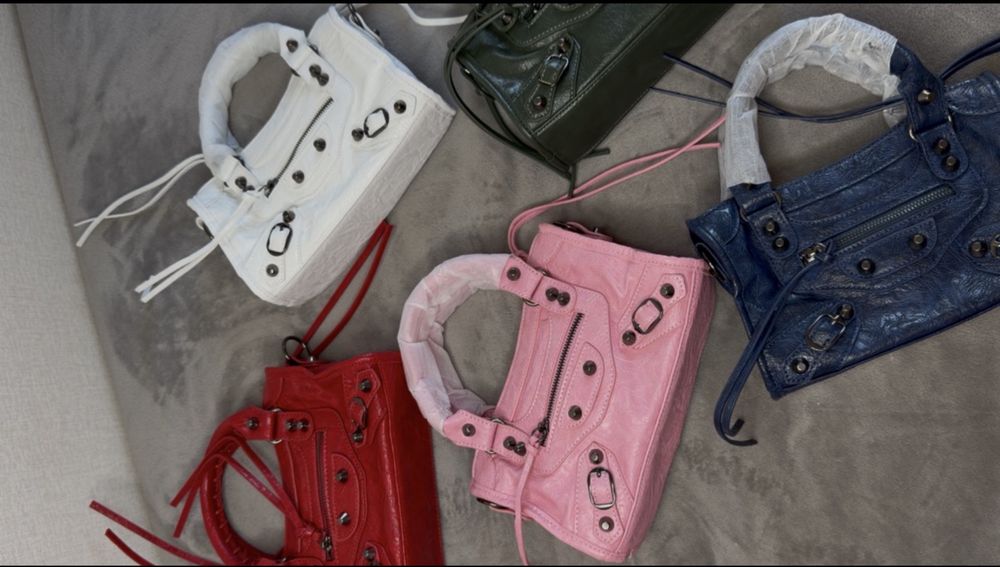 Сумка  CITY BAGS BALENCIAGA хакі,білий,синій,червоний,рожевий