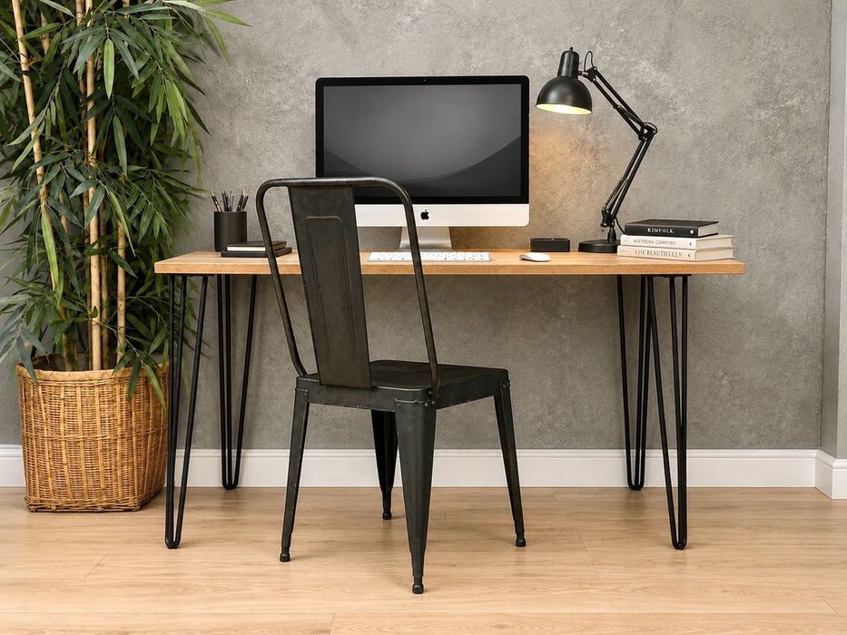 mesa secretaria consola metal madeira industrial rustica