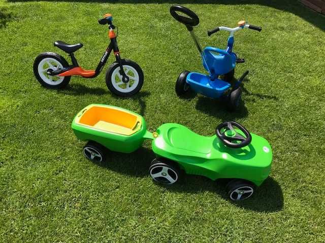 Rowery Kettler-a + samochodzik z przyczepką + kosiarka - 4 pojazdy