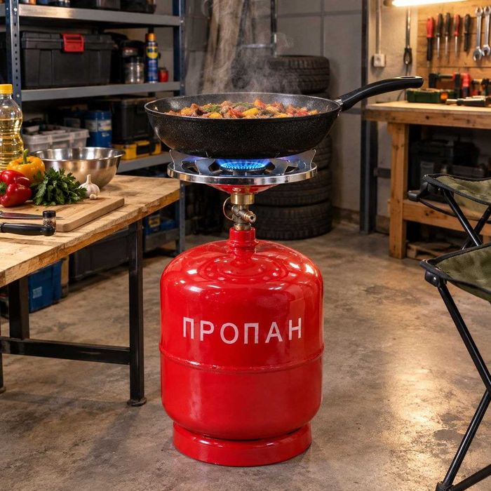 Газовий балон 5 л з пальником  для кемпінгу приготування їжі обігріву газовый баллон горелка