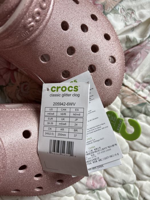 Crocs classic glitter brokat lekkie klapki 6-8 38-39