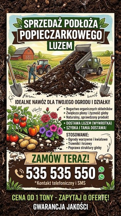 Nawóz naturalny podłoże popieczarkowe obornik podkład po pieczarkach