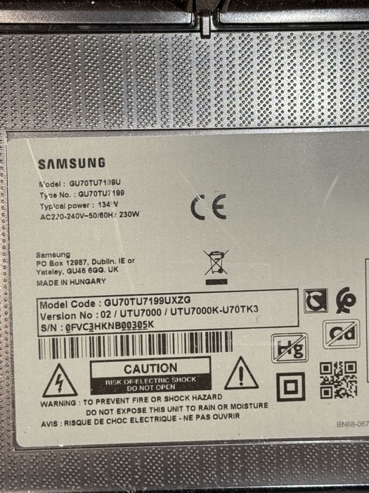 Телевізор Samsung GU75TU8979U на запчастини