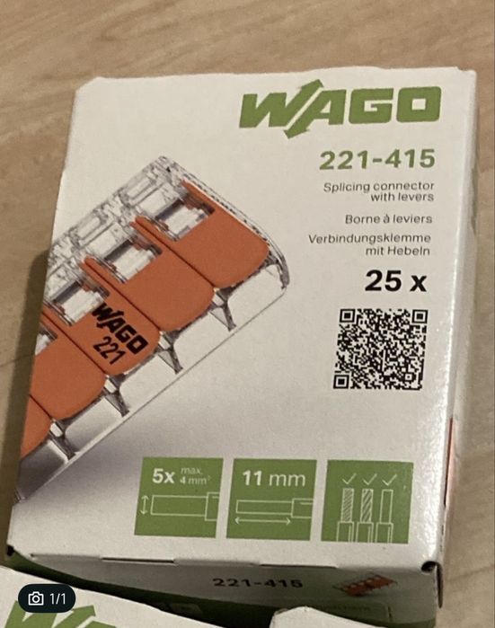 Zlaczki wago 221-415 piatki linka / drut