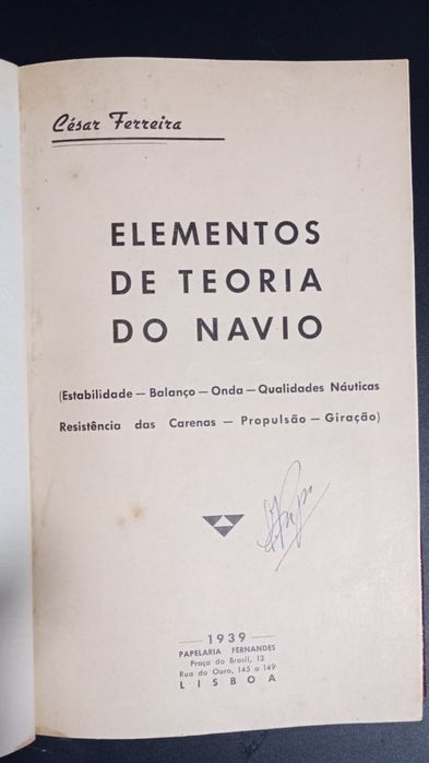 Livro Técnico - Elementos de Teoria do Navio, César Ferreira