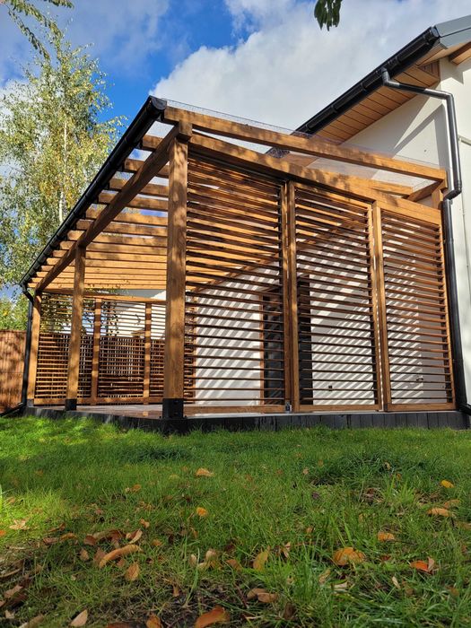 Pergola Drewniana BSH / Poliwęglan Lity / Wiata samochodowa
