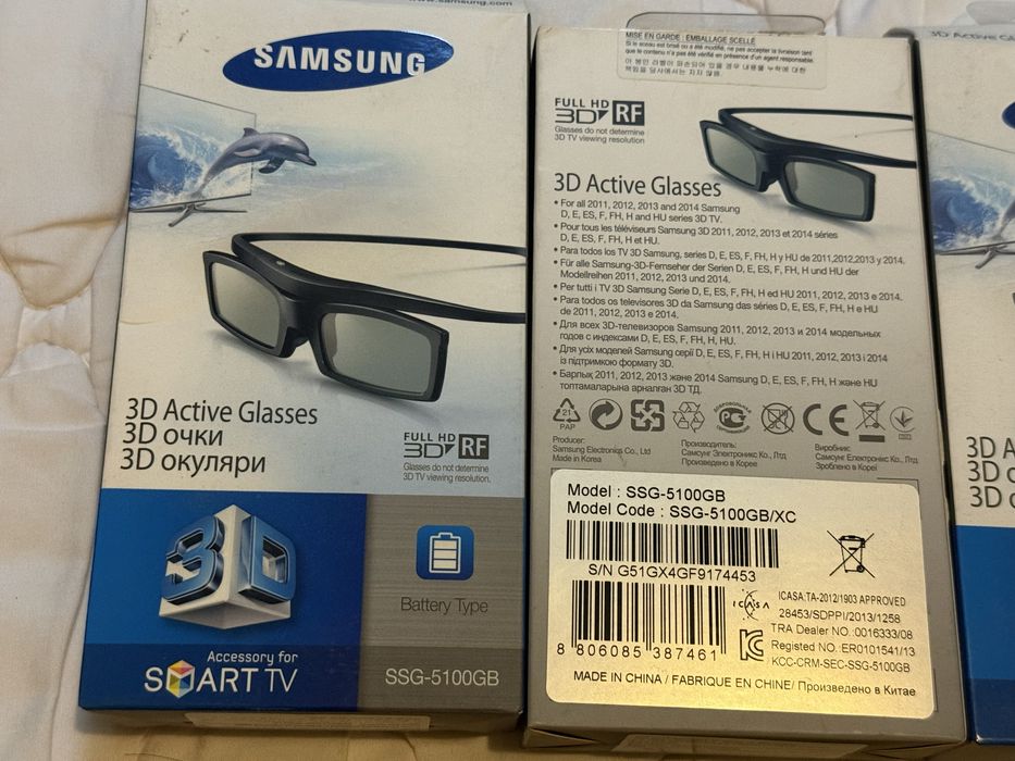 3 pares Óculos 3D Samsung Smart TV SSG-5100GB full HD RF novos, tested