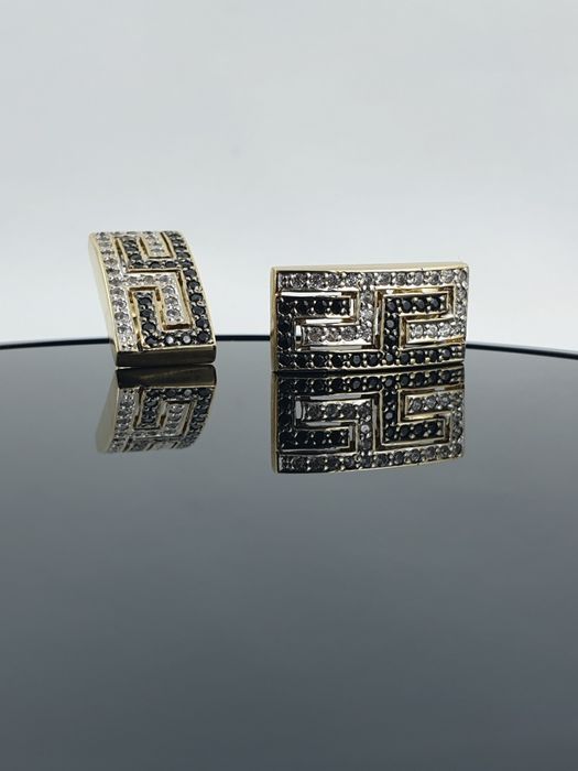 Elegancki zloty komplet kolczyki i zawieszka wzór grecki Au.585