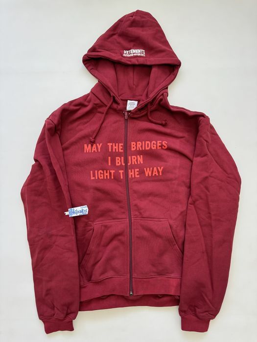 Зип худи Vetements May The bridges i burn light the way M L Xl